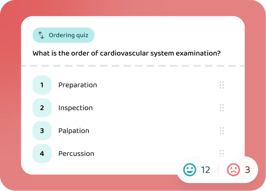 An ordering exercise mid-answer in the practice app