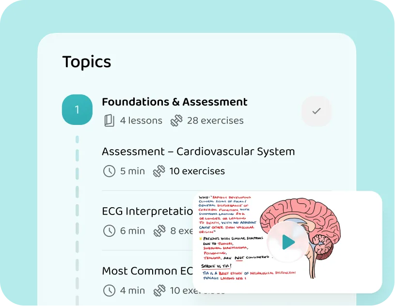 Course topics in the practice app
